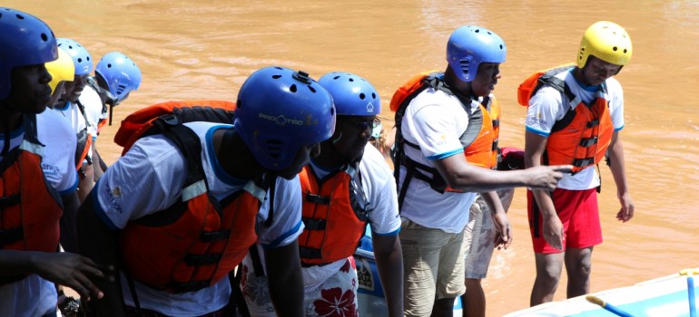 African Cotton team participating in white water rafting challenge where the company made a major donation to Faraja Cancer Support Trust
