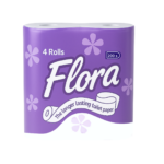 Flora 2-Ply Unwrapped Toilet Paper 4 Pack (4 Rolls x 12 Packs per Bale)