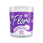 Flora Earbuds White Normal Tip Round Tin 100s (12 Tins x 6 Dozens per Carton)